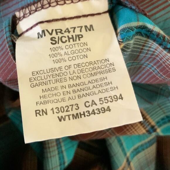 Wrangler Retro Plaid Shirt Mens S Long Sleeve Western Cowboy Rodeo Pearl Snap - Picture 9 of 9